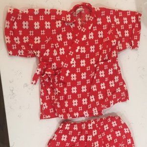 Chinese Print Girls Shirt + Shorts Set